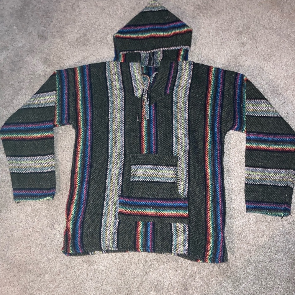 Striped Hooded Baja-Style Sweater
